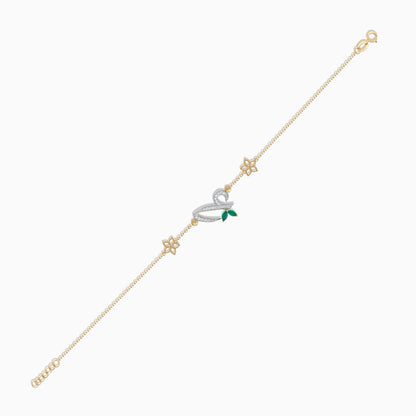 18K Yellow Gold Arabic ‘Ain’ Bracelet with Natural Diamonds & Green Agate | Horoufi Diamond Collection