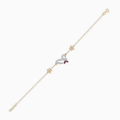 18K Yellow Gold Arabic ‘Ain’ Bracelet with Natural Diamond & Red Garnet | Horoufi Diamond Collection