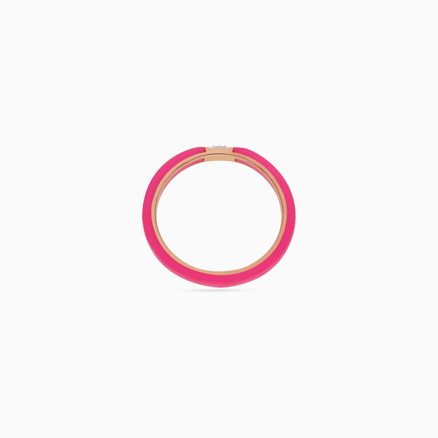 18K Rose Gold Ring with Diamonds and Pink Ceramic | Alwan Collection