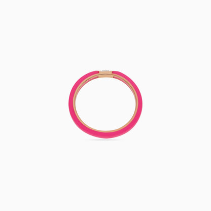 18K Rose Gold Ring with Diamonds and Pink Ceramic | Alwan Collection