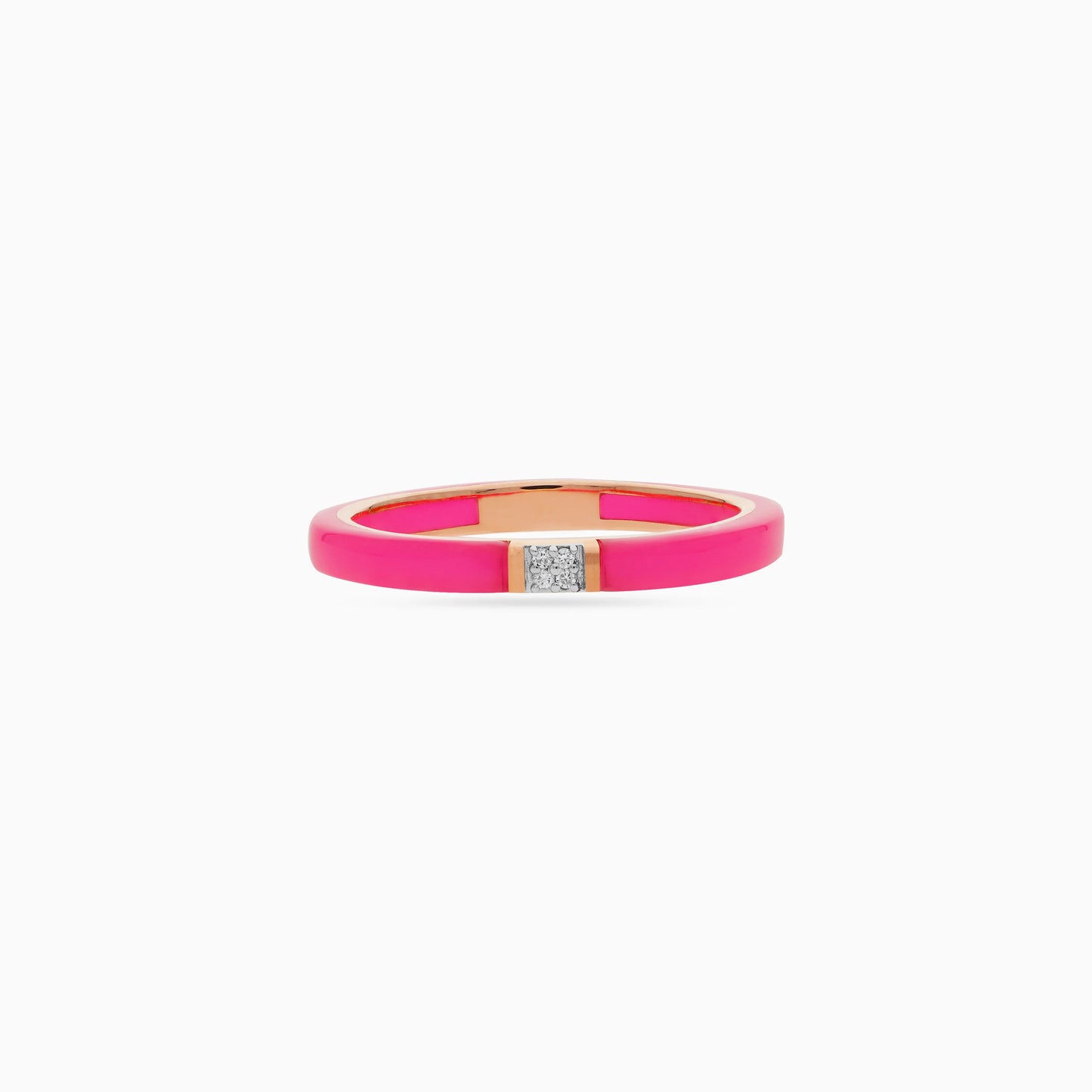 18K Rose Gold Ring with Diamonds and Pink Ceramic | Alwan Collection