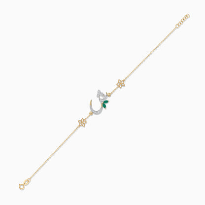 18K Yellow Gold ‘Sheen’ Letter Bracelet with Natural Diamonds & Green Agate | Horoufi Diamond Collection