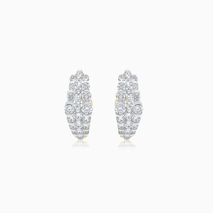 18k yellow gold pair of earrings decorated with natural diamonds stones - from scala collection