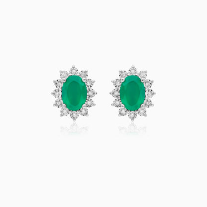 18K White Gold Earrings Agate & Diamond - Diana