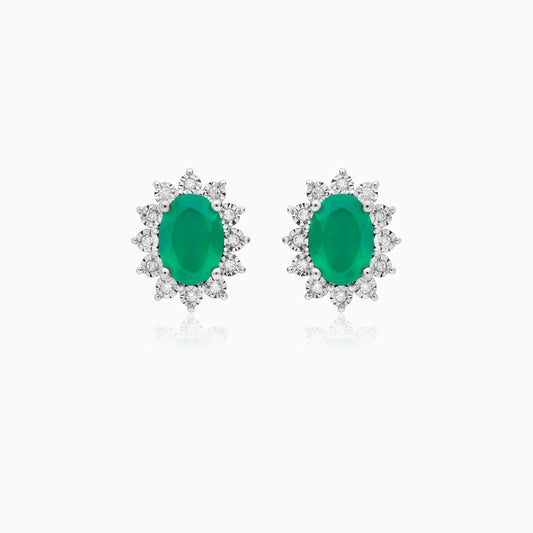 18K White Gold Earrings Agate & Diamond - Diana