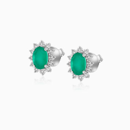 18K White Gold Earrings Agate & Diamond - Diana