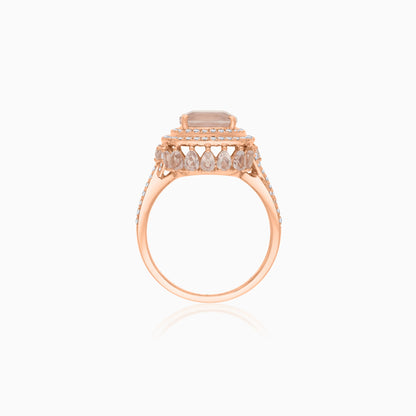 18K Rose Gold Ring  featuring a stunning Natural Diamond and Rose quartz stones
