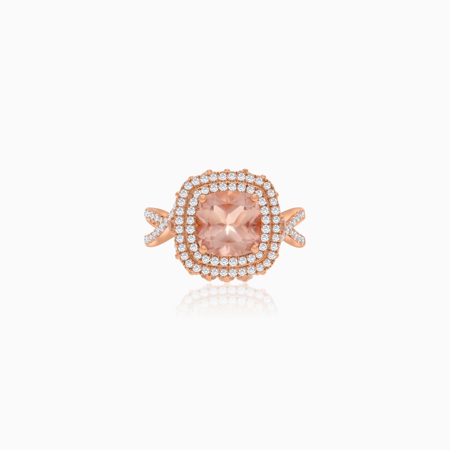 18K Rose Gold Ring  featuring a stunning Natural Diamond and Rose quartz stones