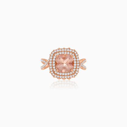 18K Rose Gold Ring  featuring a stunning Natural Diamond and Rose quartz stones