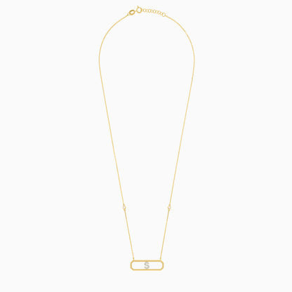 18K YELLOW GOLD NECKLACE LETTER "S" DECORATED WITH NATURAL DIAMOND