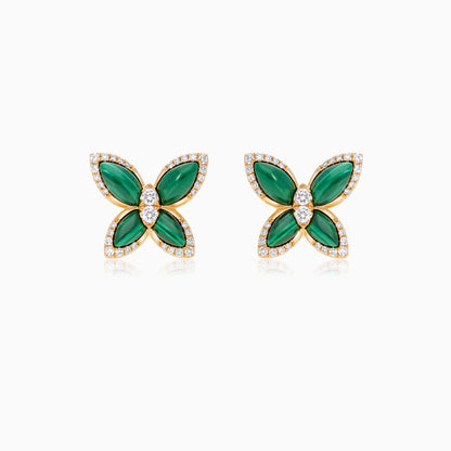 Butterfly Earrings in 18K Yellow Gold with Malachite and Diamonds – Mosaic Collection