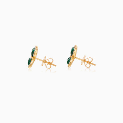 Butterfly Earrings in 18K Yellow Gold with Malachite and Diamonds – Mosaic Collection