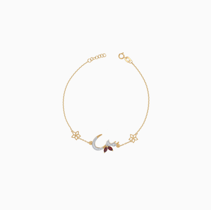 18K Yellow Gold ‘Seen’ Letter Bracelet with Natural Diamonds & Garnet | Horoufi Diamond Collection