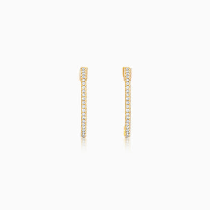Elegant 18K Yellow Gold pair of earrings decorated with natural Diamond Round Shape Hoops