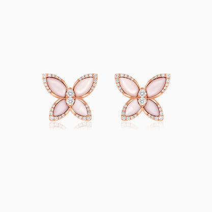 18K Rose Gold Butterfly Earrings with Mother of Pearl and Diamonds – Mosaic Collection