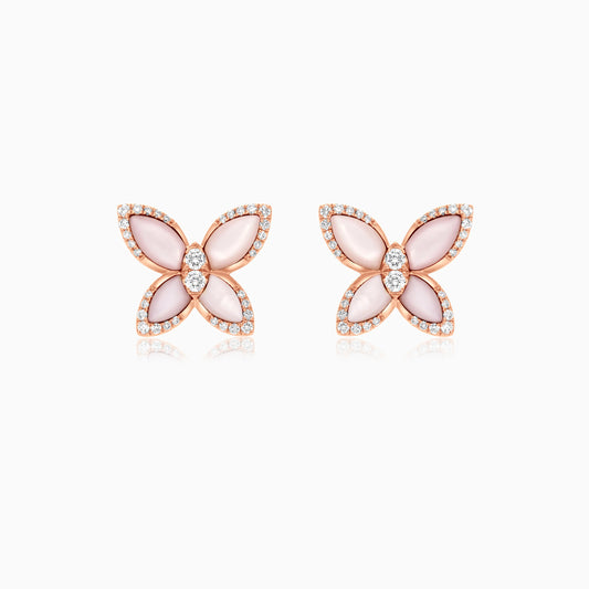 18K Rose Gold Butterfly Earrings with Mother of Pearl and Diamonds – Mosaic Collection
