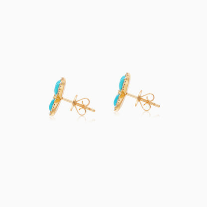 18K Yellow Gold Butterfly Earrings with Turquoise and Diamonds – Mosaic Collection