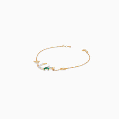 18K Yellow Gold ‘Seen’ Letter Bracelet with Natural Diamonds & Green Agate | Horoufi Diamond Collection