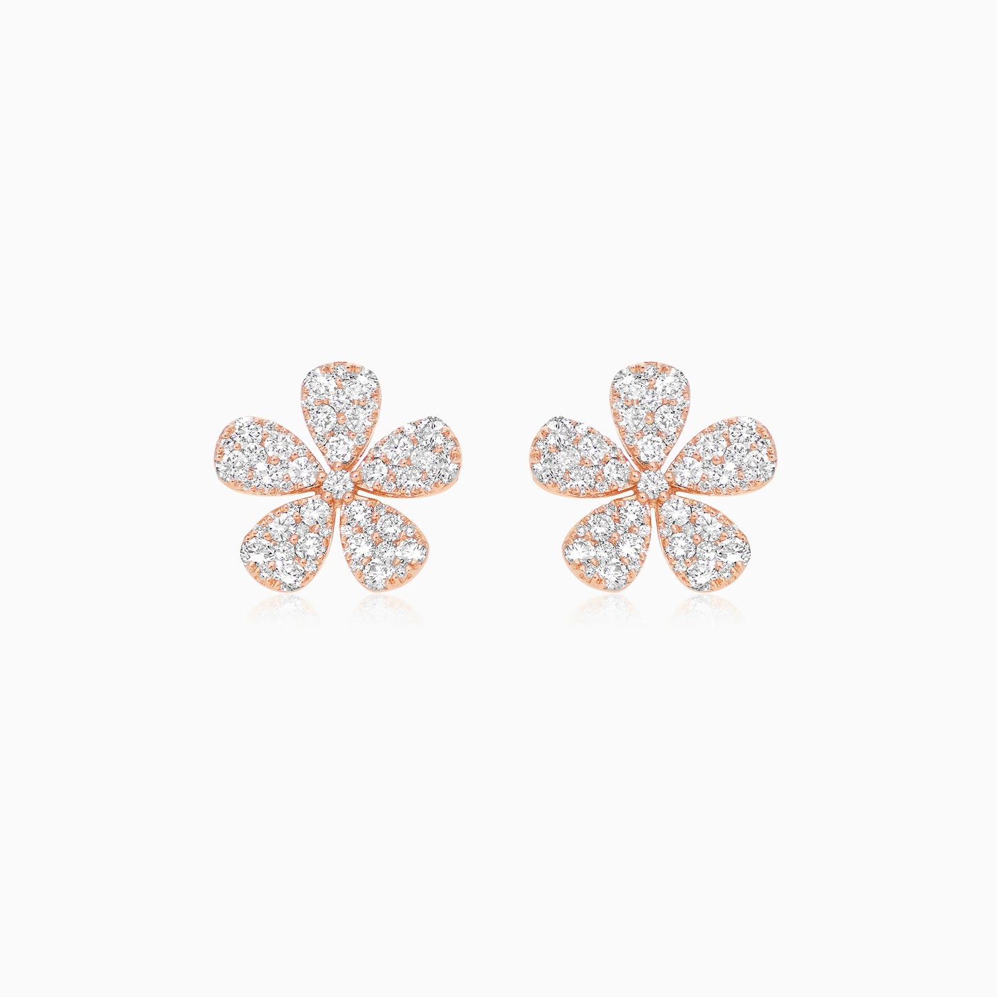 18K Rose Gold Flower Earrings with Natural Diamonds – Mosaic Collection