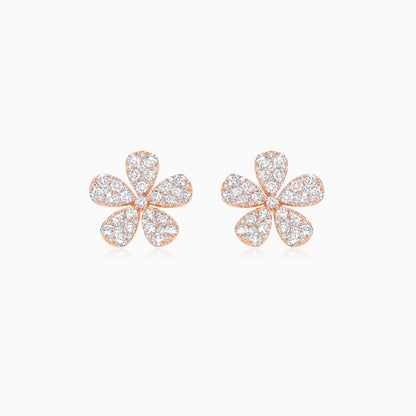 18K Rose Gold Flower Earrings with Natural Diamonds – Mosaic Collection