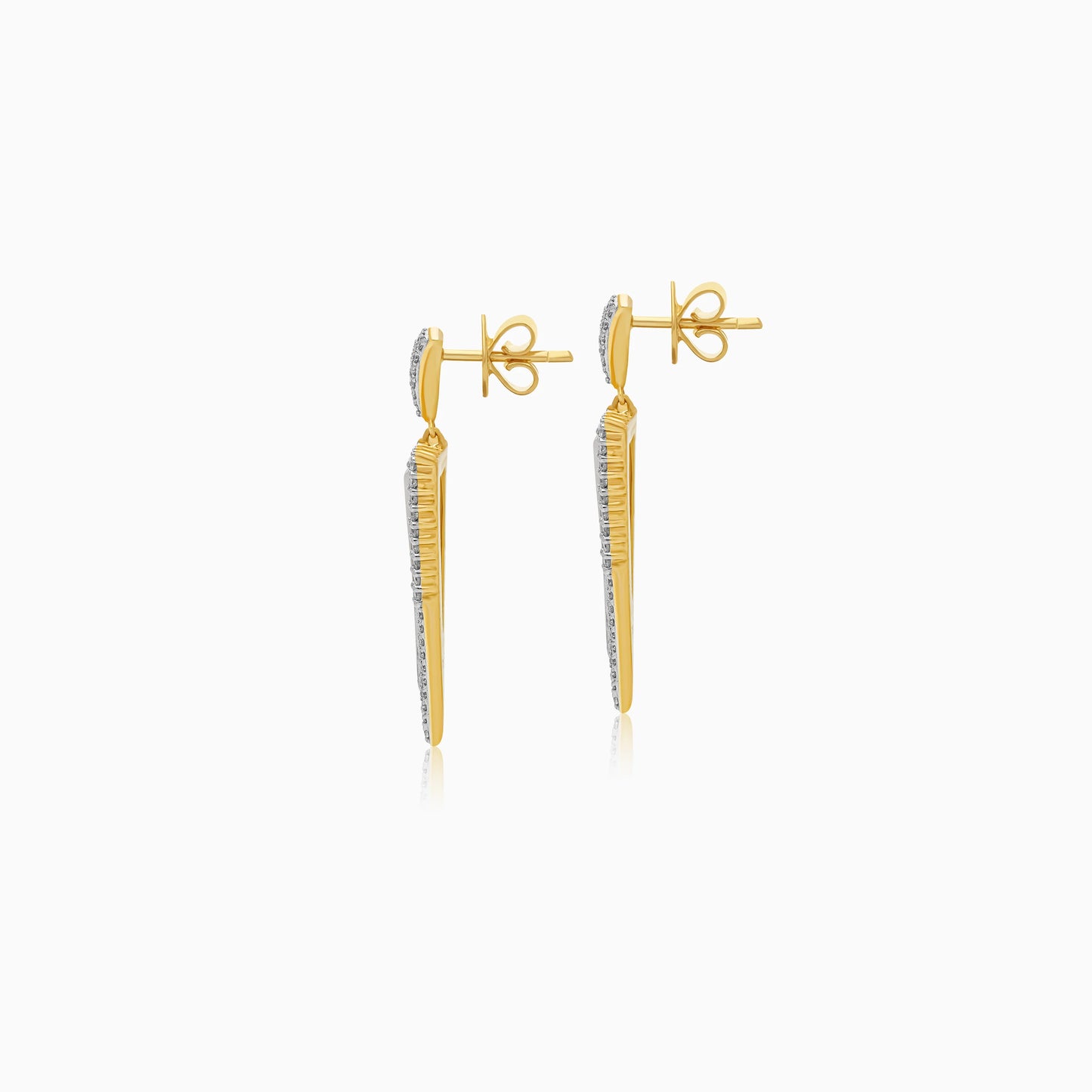 Inverted triangle earrings in 18k Yellow Gold  Decorated with MOP and Natural Diamonds | mosaic collection