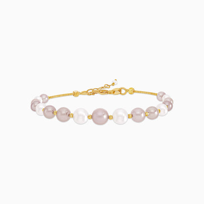 18k yellow gold bangle decorated with white and lavender pearls - from Danah Collection