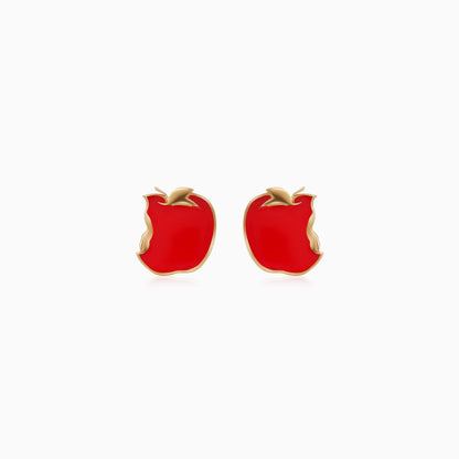 Disney Snow White Red Apple Stud Earrings in 18k Yellow Gold for Kids | Disney Collection