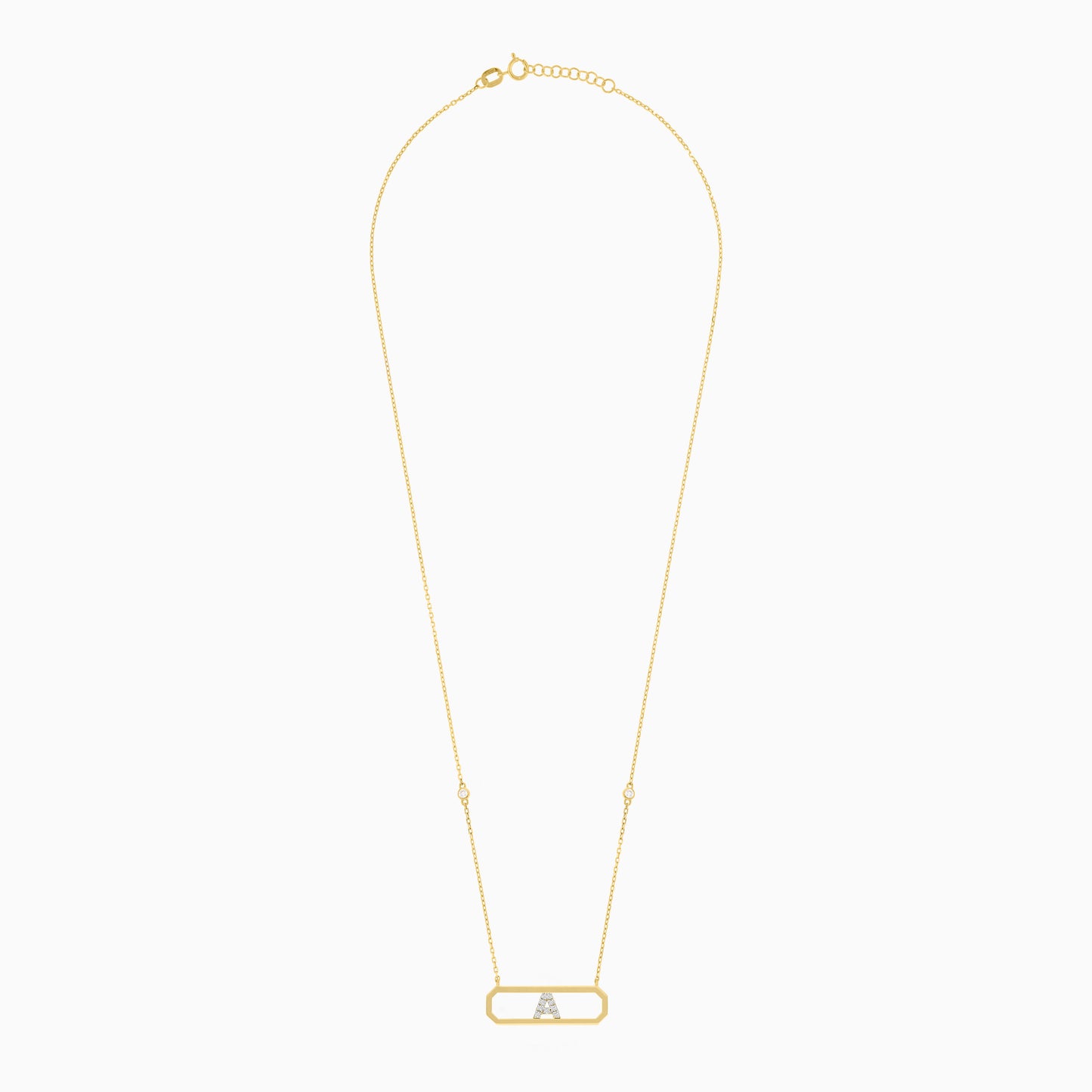 18K YELLOW GOLD NECKLACE LETTER "A" DECORATED WITH NATURAL DIAMOND