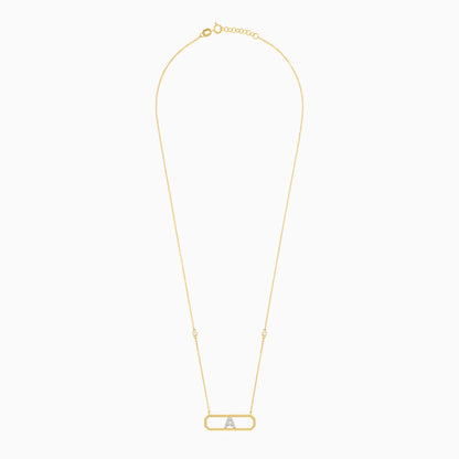 18K YELLOW GOLD NECKLACE LETTER "A" DECORATED WITH NATURAL DIAMOND