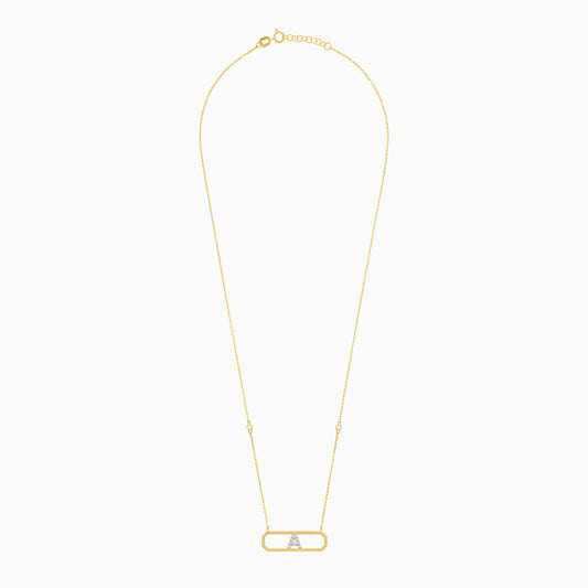 18K YELLOW GOLD NECKLACE LETTER "A" DECORATED WITH NATURAL DIAMOND