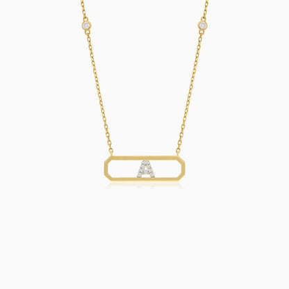 18K YELLOW GOLD NECKLACE LETTER "A" DECORATED WITH NATURAL DIAMOND
