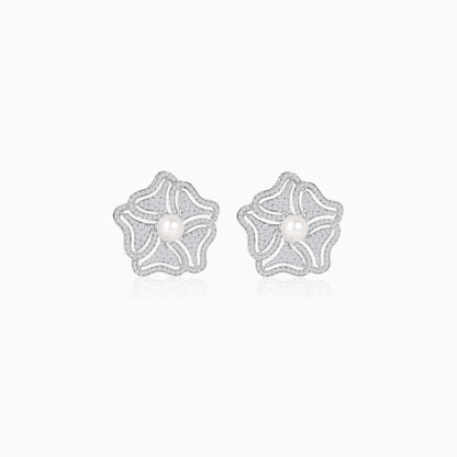 18K White Gold earrings with pearl and natural diamonds