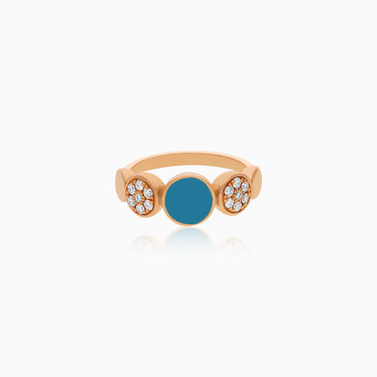 18K Rose Gold Ring with Natural Diamonds and Turquoise Stone - Mosaic Collection