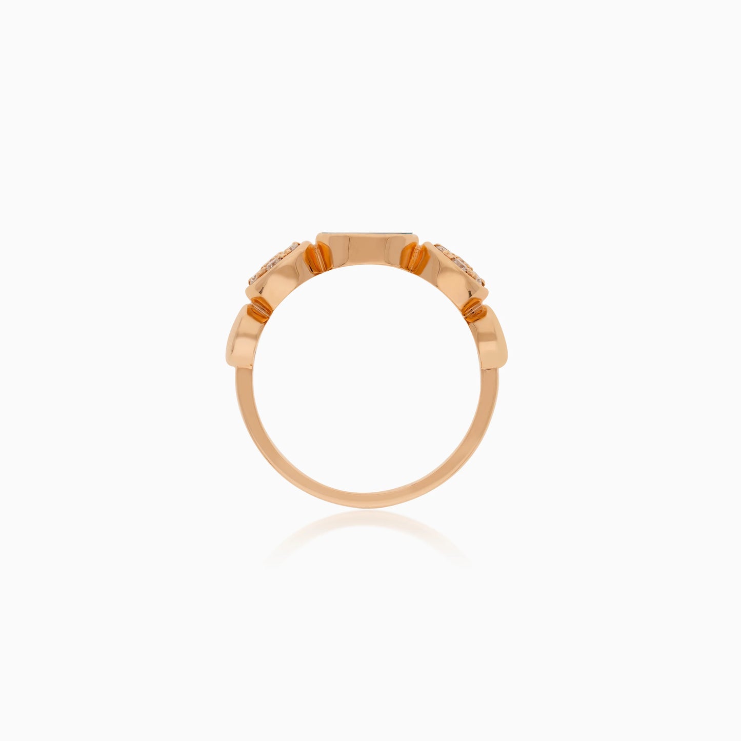 18K Rose Gold Ring with Natural Diamonds and Turquoise Stone - Mosaic Collection