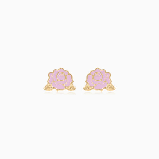 Enchanted Disney Belle 18k Yellow Stud Flower Earrings for Kids | Disney Collection