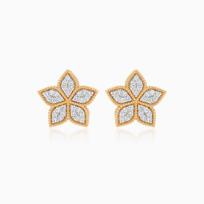 18K Yellow Gold Floral Diamond Earrings - Fortuna Diamond Collection