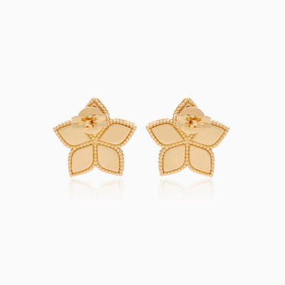 18K Yellow Gold Floral Diamond Earrings - Fortuna Diamond Collection