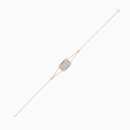 18k White & Rose Gold Bracelet decorated with Natural Diamond stones