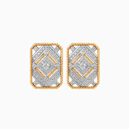 18K Yellow and white Gold Earrings Adorned with Natural Diamonds – Tablah Diamond Collection