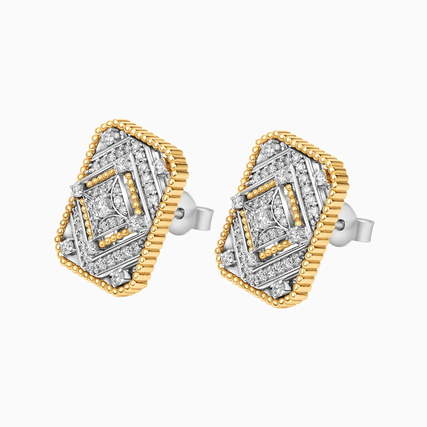18K Yellow and white Gold Earrings Adorned with Natural Diamonds – Tablah Diamond Collection