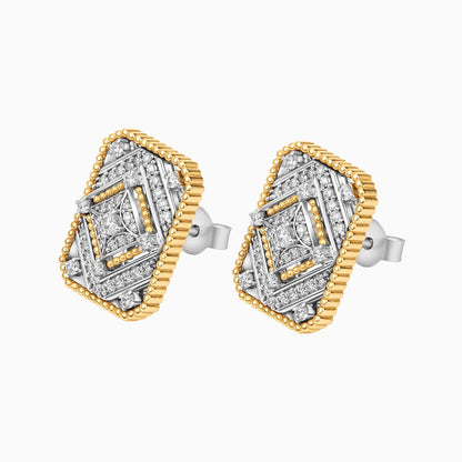 18K Yellow and white Gold Earrings Adorned with Natural Diamonds – Tablah Diamond Collection