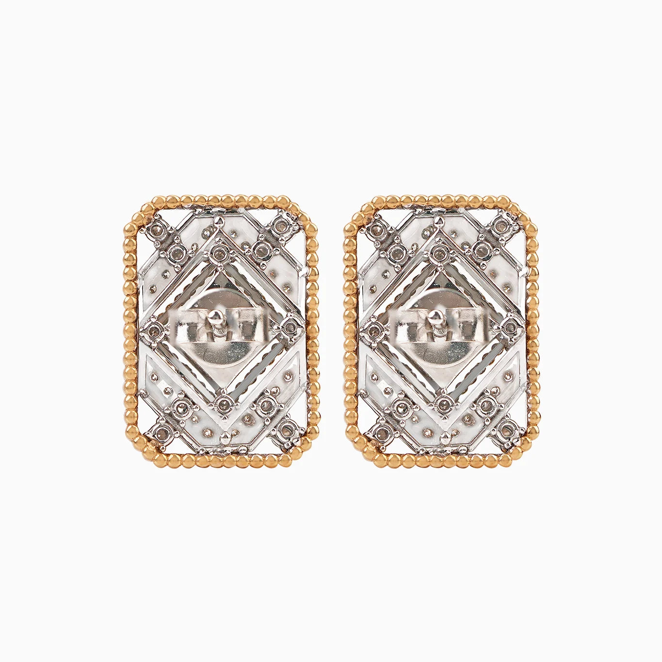 18K Yellow and white Gold Earrings Adorned with Natural Diamonds – Tablah Diamond Collection