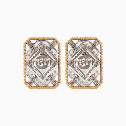 18K Yellow and white Gold Earrings Adorned with Natural Diamonds – Tablah Diamond Collection