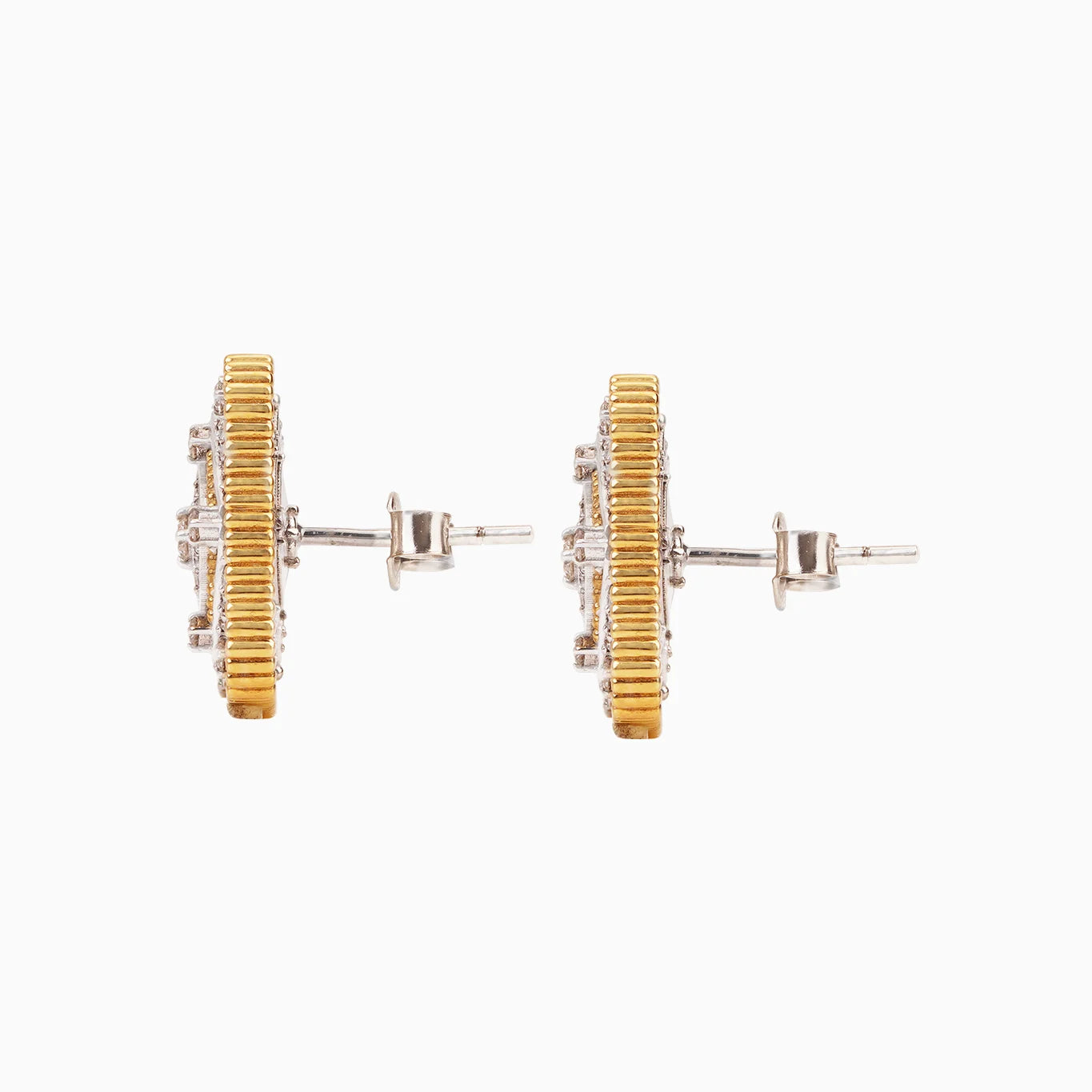 18K Yellow and white Gold Earrings Adorned with Natural Diamonds – Tablah Diamond Collection