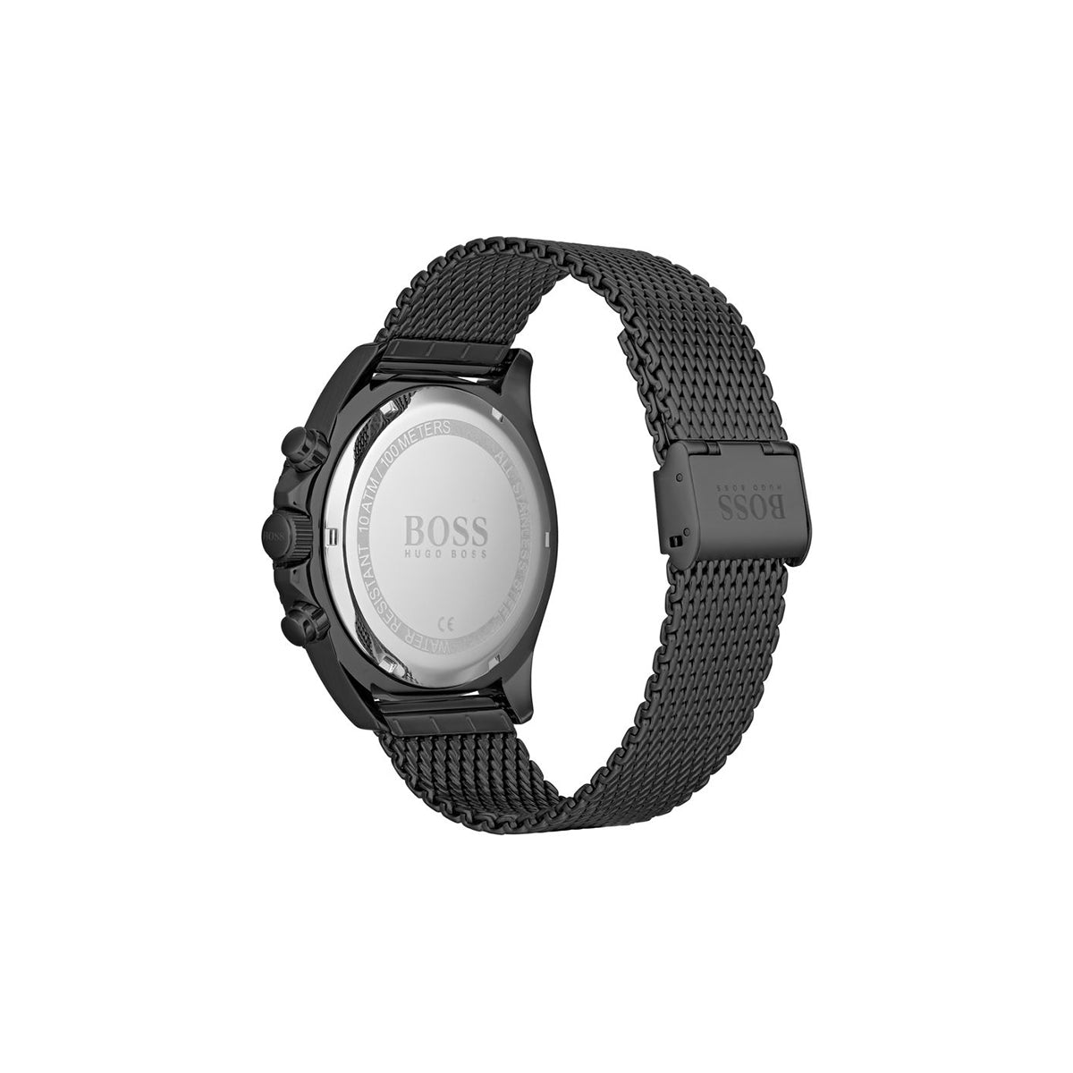 Boss Quartz movement Watch in a Round case with Grey Stainless steel bracelet and Blue Dial