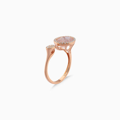 Rabiya Collection 18K Rose Gold Ring with Rose Quartz and Natural Diamond