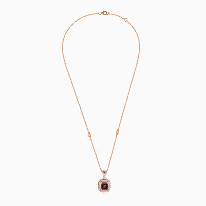 18K Rose Gold Necklace featuring a stunning Natural Diamond and Garnet stones