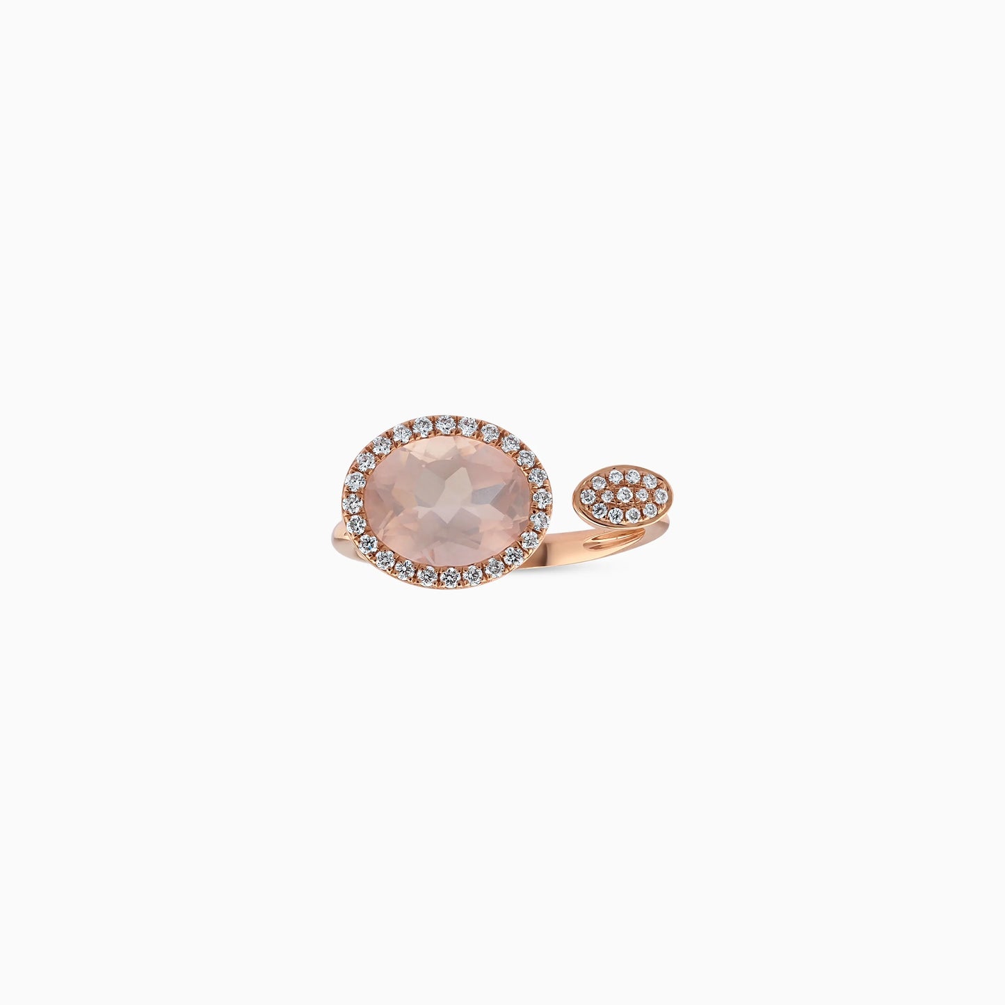 Rabiya Collection 18K Rose Gold Ring with Rose Quartz and Natural Diamond