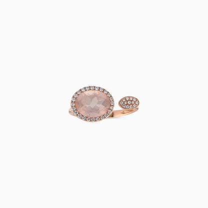 Rabiya Collection 18K Rose Gold Ring with Rose Quartz and Natural Diamond