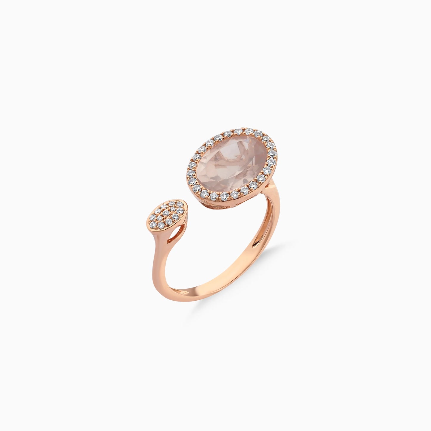 Rabiya Collection 18K Rose Gold Ring with Rose Quartz and Natural Diamond